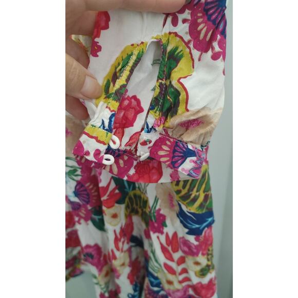 Umgee Tunic Mini Dress Floral 100% Linen Medium - Picture 2 of 5